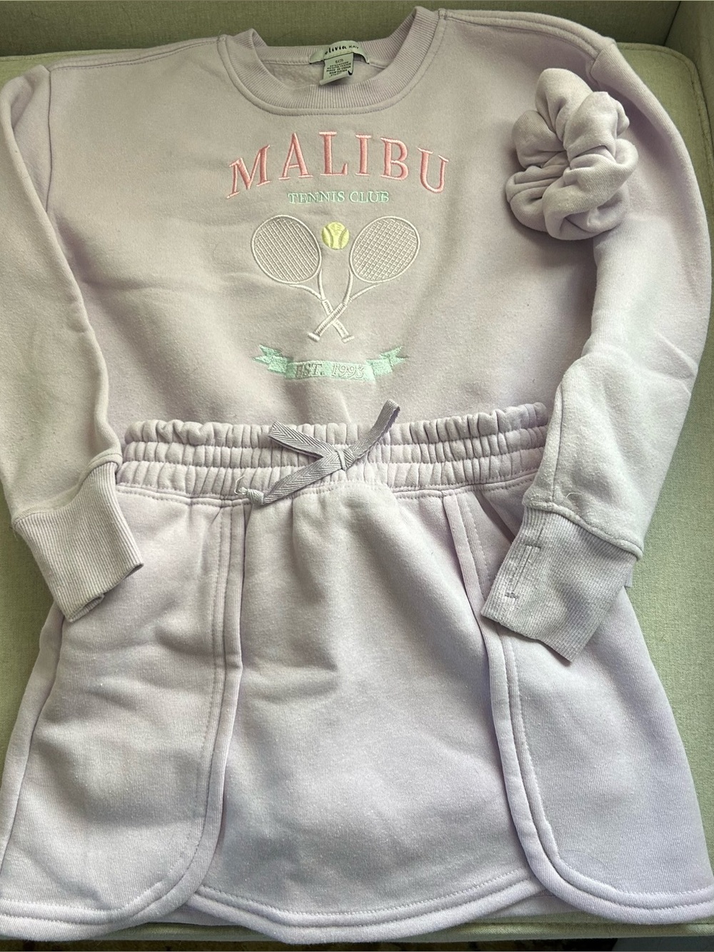 Olivia Kay comfy sweatshirt and skort Malibu Tennis set in girls size 7